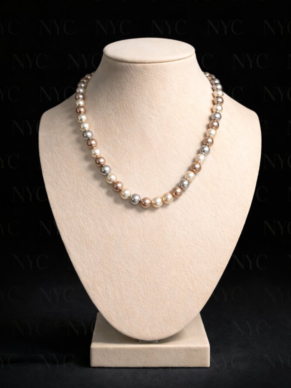 3 TONE PEARLS 925 STERLING SILVER NECKLACE